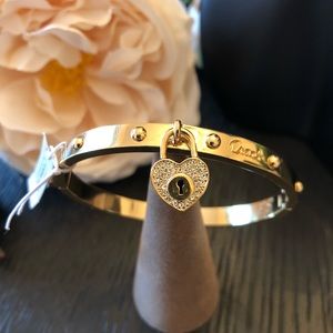 Coach Pave Lock Heart Hinged Bangle